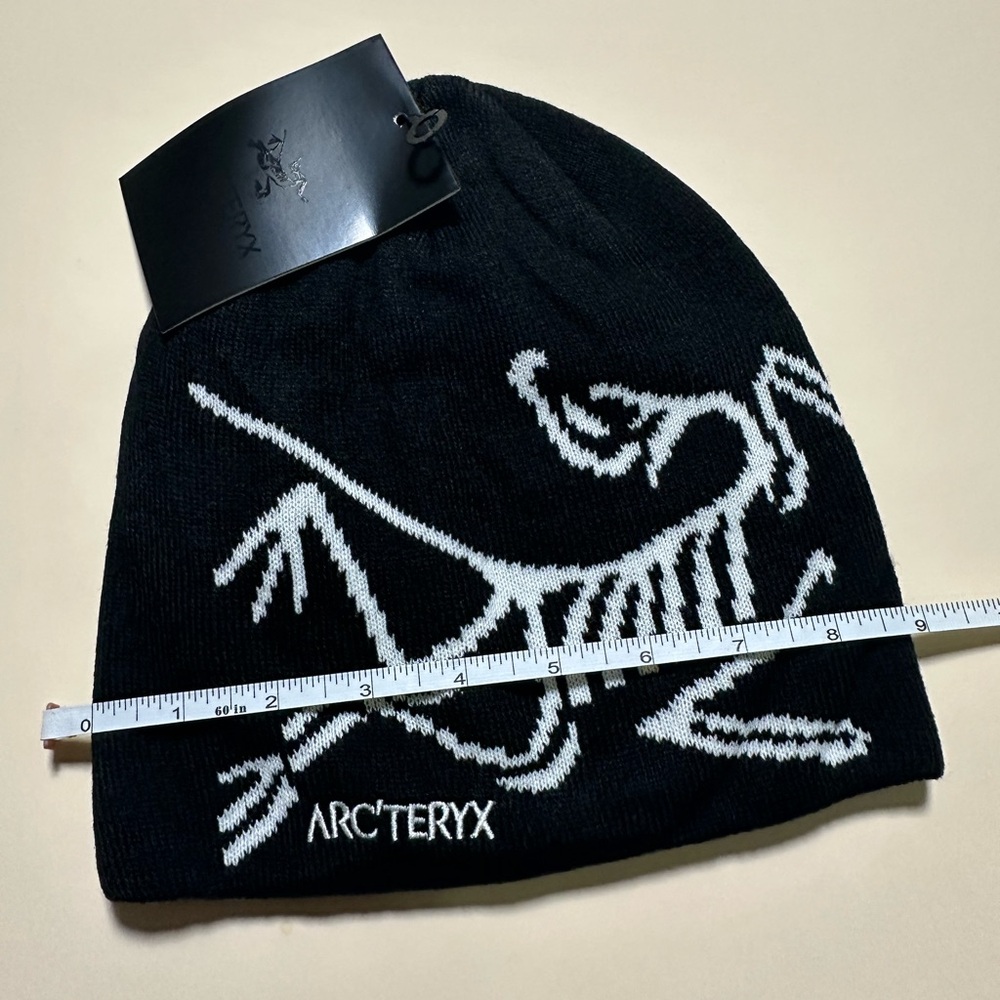 NTW Arc'teryx Bird Head Toque Black and White Logo Beanie Winter Cap